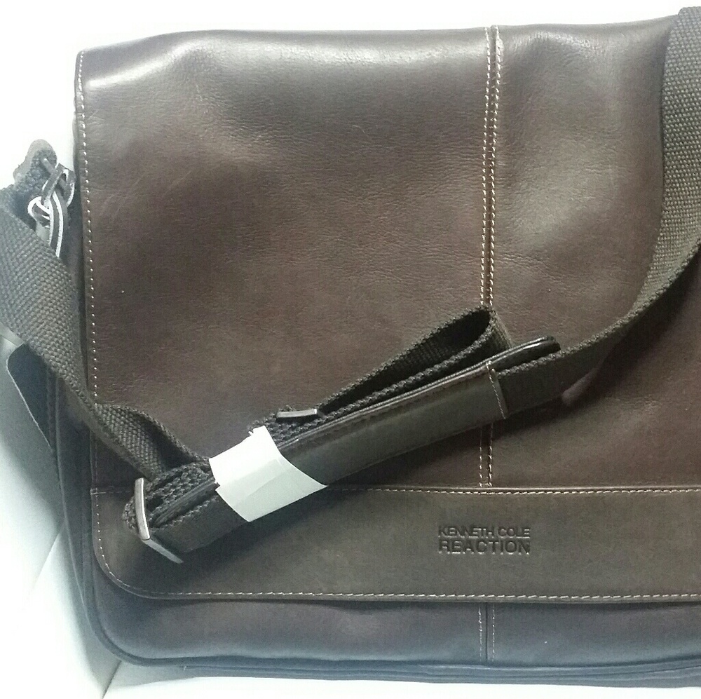 Messenger Bag by Kenneth Cole in Brown Leather NWT